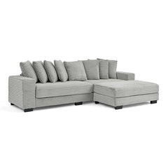 Corduroy Tufted Upholstered Sleeper Sectional Sofa, L-Shaped Modular Convertible Sofa , Can freely change the position of the footrests-Gray(Assembly is required)