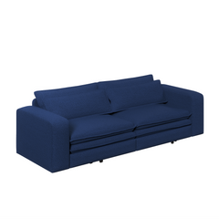 93' King Size Sleeper Sofa Bed, Pull Out Sofa Bed, 3 in 1 Convertible Sleeper Sofa, Chaise Lounge,3 Seat Teddy Couch with 2 Lumbar Pillows for Living Room, Apartment, Office, Studies,Blue