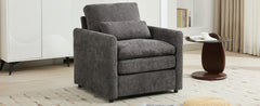 Cozy Upholstered Armchair with Double Cushion in Grey Chenille, 31.9 Inches
