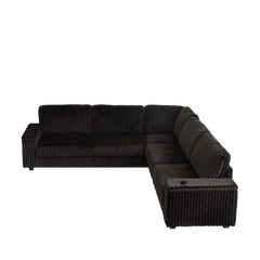 110-Inch Oversized Corduroy Corner Sofa,L Shaped Corner Couch with two storage spaces,USB port & Type-C port and Cup-holder , Deep Seat Comfy Upholstered Couches for Living Room(Not freely combinable)