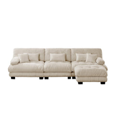 Luxury Modular Sectional Sofa Couch,Oversized L Shaped Cloud Couch for Living Room,Deep Seat Sofa Couch with Convertible Ottoman,Chenille Light coffee