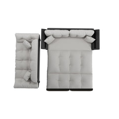 74.8' Queen Pull Out Sofa Bed, 3-in-1 Convertible Sleeper Tufted Sofa with 2 Soft Pillows,Multi-Functional Velvet Loveseat Bed,Grey(New Sku:W1885S00170/W1885S00218)