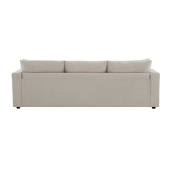 Modern Sectional Sofa with Movable Ottoman and Throw Pillows in Beige, Polyester Fabric, 101*66 inches