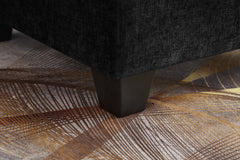 51' Oversize Chaise Lounge Chair with Ottoman and Storage  Upholstered Soft Chenille Black