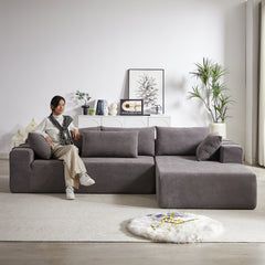 Modern Chenille Upholstered Sectional Sofa Couch Set,Modular 108' L Shaped Sectional Living Room Sofa Set With 6 Pillows,Free Combination Sofa Couch for Living Room,Bedroom(Right Chaise)W834P240002