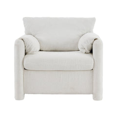 002 Fixed-Modern Accent Chair Single Seater - Plush Chenille Lounge Chair with High-Resilience Cushion, Compact Reading Chair for Living Room, Bedroom, Dorm Room & Apartment-Armchair, Ivory White