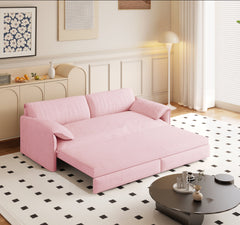 66' Queen Pull Out Sofa Bed, 3-in-1 Convertible Sleeper Sofa with Side Storage,Multi-Functional Velvet Loveseat Bed for Living Room,Bedroom,Apartment,Office(Old Sku:W1885P163513;New Sku:W1885S00226)