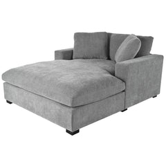 Oversized Chaise Lounge Chair with Solid Wood Legs and Soft Upholstery, Gray