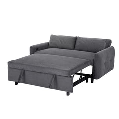 Modern Convertible Pull-out Sofa Bed with USB Ports, Dark Grey Corduroy, 57.48'
