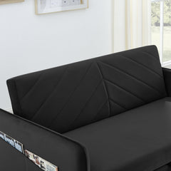 MH' Sleeper Sofa Bed w/USB Port, 3-in-1 adjustable sleeper with pull-out bed, 2 lumbar pillows and side pocket, soft velvet convertible sleeper sofa bed, suitable for living room bedroom