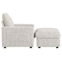 Luxurious Oversized Chaise Lounge Sofa Bed with Storage Ottoman and Armrests, Cup Holders, Faux Rabbit Fur, 42-Inch for Living Room or Bedroom