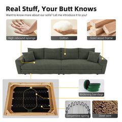 82.7 ' Plush Corduroy 3-Seat Sofa,Modern Comfy Upholstered Sofa Cloud Couch,Deep Seat Couches with Soft Pillows,Convertible Deep Seat Sofa Lounge Chair for Living Room Bedroom,Apartment,Office,Green