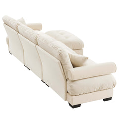 Super Comfort Oversized Modular Velvet Sectional Sofa Couch with Movable Ottoman in Cream