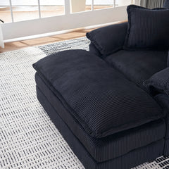56.3 Inch Corduroy single sofa With  2 toss pillows and a ottoman ,Comfy Sofa- Deep Seat Couch for Living Room