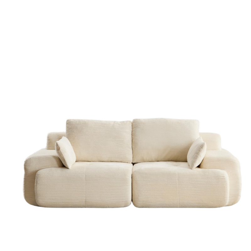 Modern Memory Foam Compressed Sofa,2 Seater Large Sectional Couches for Living Room,Pet-Friendly Cloud Modular Sectional Sofa,Corduroy Fabric,Extra Deep Loveseat,No Assembly required, Beige