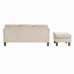L-Shaped Sofa with Padded Corduroy: Multi-functional Design, Modern Luxury Appearance - Ideal for Living Rooms, Apartments - Easy Assembly & Maintenance,off-white