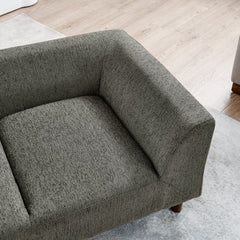 Modern Rectangular Pet Sofa with Backrest and Armrests, Soft Cushion, Dark Grey Linen, Rubber Wood Frame