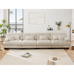 4-Seater Sectional Sofa Modular Deep Seat Sofa Couch , Chenille Sofa Comfy Upholstered Sofa for Living Room, Apartment, Studio, Office,Chenille Light coffee
