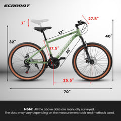 A27301 27.5 Inch Mountain Bike for Adults, Durable High Carbon Steel Frame, Disc Brakes, Stylish Brown Edge Tires, Ideal for Commuting and Outdoor Exploration
