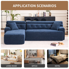 105'' Cloud Sectional Couch with L-Shape Chaise,Modern Modular Sofa with Deep Seat, Boneless Sofa for Living Room Bedroom,No Assembly Required,Blue.