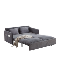 MH'' 64.5 Inch Sleeper Sofa Bed  3-in-1 Adjustable Sleeper with Pullout Bed   2 Pillows and Side Pockets  Soft Corduroy Convertible Sleeper Sofa Bed for Living Room Bedroom Apartment Office