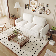 70.9' Pull Out Sofa Bed, 3-Seat Convertible Sleeper Sofa with 2-in-1 Pillow and Blanket Set,Multi-Functional Velvet Loveseat Bed,Beige