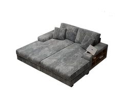 Convertible combination sofa, corduroy fabric, fluffy modern sleeper sofa chair, oversized combination living room double lounge chair,Dark Grey