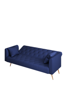 71-inch convertible love seat sofa, American retro blue velvet material, suitable for small living room, bedroom, office