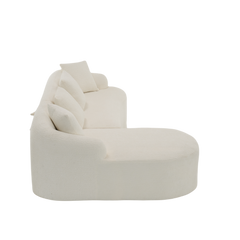 Boneless L-Shape Sectional Sofa with Curved Chaise,White Modular Chenille Compression Couch,30D High-Density Foam,Minimalist Modular Couches Sleeper for Living Room Bedroom Apartment Lounge.