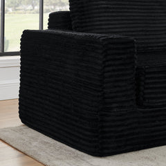 Modern Minimalist L-Shape Modular Sectional Sofa Bed with Corduroy Fabric in Black
