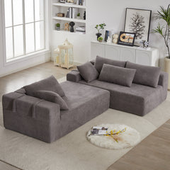 Modern Chenille Upholstered Sectional Sofa Couch Set,Modular 108' L Shaped Sectional Living Room Sofa Set With 6 Pillows,Free Combination Sofa Couch for Living Room,Bedroom(Right Chaise)W834P240002