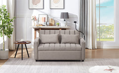 Convertible Sofa Bed Loveseat with USB Ports, Side Pockets, Cup Holders & Swivel Phone Holder, Light Grey Bella Fabric
