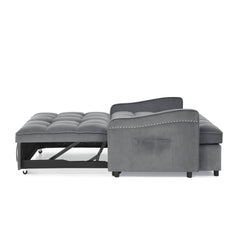 Loveseats Sofa Bed with Pull-out Bed,Adjsutable Back and Two Arm Pocket,TypeC and USB Charging with Copper nail,Grey (47'x53'x31')