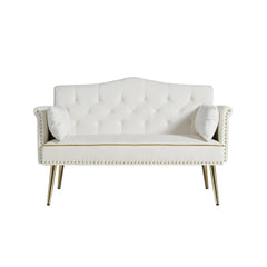 Cream White Velvet Loveseat Sofa