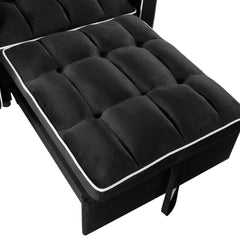 Convertible Sleeper Chair Sofa Bed with Multi-Pockets, Adjustable Pull Out Sofa for Small Spaces, Black Velvet