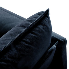 Modern Chenille Deep Seat Sectional Sofa Cloud Couch with Ottoman, Comfy Love Seat Upholstered Modular L Shaped Couch, Blue