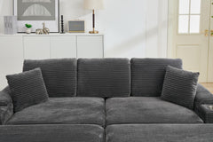 [VIDEO/New]Combination Modular Convertible Sectional Sofa Bed Set,Armrest storage, Stainless steel cup holder, USB, Upholstered Sofa, Deep Seat, Living Room, Loft, Apartment, Office, 2 Colors
