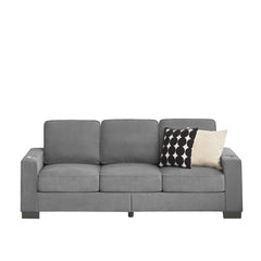 Modern Snowfleece Fabric 3-Seater Sofa with Cup Holders in Gray, 83.86'