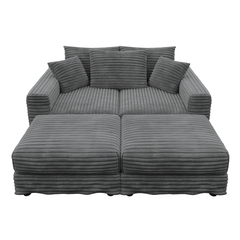 82.7 ' Plush Corduroy 3-Seat Sofa, Modern Comfy Upholstered Sofa Cloud Couch, Deep Seat Couches with Soft Pillows and 2 Ottomans, Convertible Sofa Lounge Chair, for Living Room,Apartment,Office,Grey