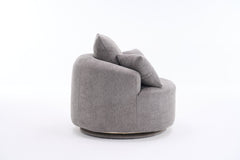 360° Swivel Chair Accent Barrel Chair Swivel Round Upholstered Sofa Chair with 3 Removable Pillows for Living Room, Bedroom, Office and Hotel, High-Resilience Sponge,Grey