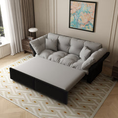 74.8' Queen Pull Out Sofa Bed, 3-in-1 Convertible Sleeper Tufted Sofa with 2 Soft Pillows,Multi-Functional Velvet Loveseat Bed,Grey(New Sku:W1885S00170/W1885S00218)