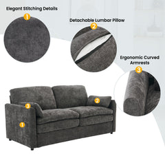 68.1' Cozy Upholstered Loveseat Sofa with Double Cushion Design, Grey Chenille