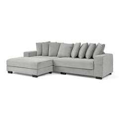 Corduroy Tufted Upholstered Sleeper Sectional Sofa, L-Shaped Modular Convertible Sofa , Can freely change the position of the footrests-Gray(Assembly is required)