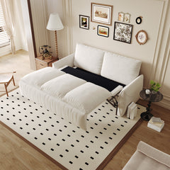 70.9' Pull Out Sofa Bed, 3-Seat Convertible Sleeper Sofa with 2-in-1 Pillow and Blanket Set,Multi-Functional Velvet Loveseat Bed,Beige