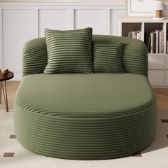 Modern Chaise Lounge Sofa Boneless Couch with Two Supportive Pillows, Green Corduroy, 51.6' Sofa Bed