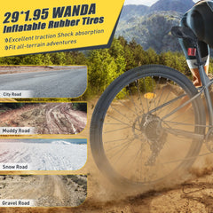 29 Inch Wheels 8 Speed Mountain Bike, for Men Women Boys and Girls, Front Suspension, Steel Frame