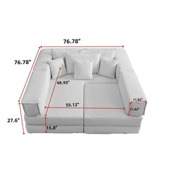 Oversized Upholstered Sectional Sofa Couch Set, Modular 118.2 ' L Shaped Floor Living Room Sofa Set With 6 Pillows, DIY Combination Sofa Couch for living rooms, apartments,bedrooms, Black