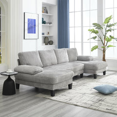 [VIDEO provided][New]U-Shaped Couch with Oversized Seat,4-Seat Sofa  with Double Chaise,Comfortable and spacious indoor furniture for Living Room,Apartment