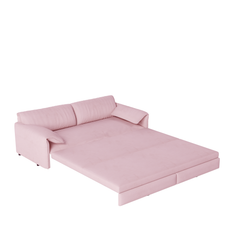 66' Queen Pull Out Sofa Bed, 3-in-1 Convertible Sleeper Sofa with Side Storage,Multi-Functional Velvet Loveseat Bed for Living Room,Bedroom,Apartment,Office(Old Sku:W1885P163513;New Sku:W1885S00226)
