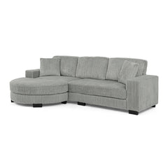 Corduroy Tufted Upholstered Sleeper Sectional Sofa, L-Shaped Modular Convertible Sofa , The arc-shaped footstool can be placed freely on the left and right-Gray